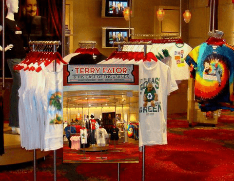 Terry Fator colorful t-shirts, tank tops displayed vibrantly.