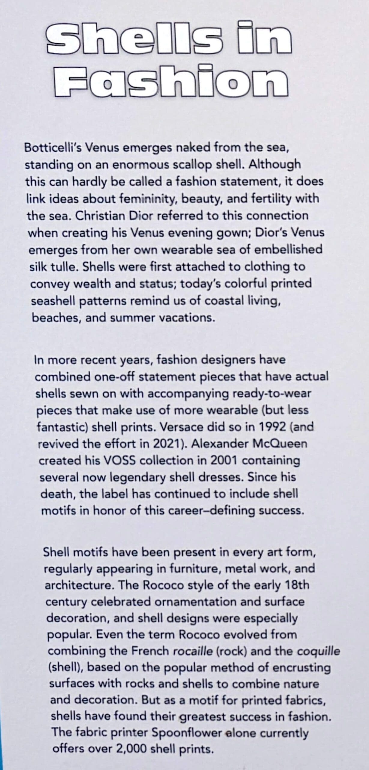 Shell motifs inspire fashion from Botticelli to McQueen.