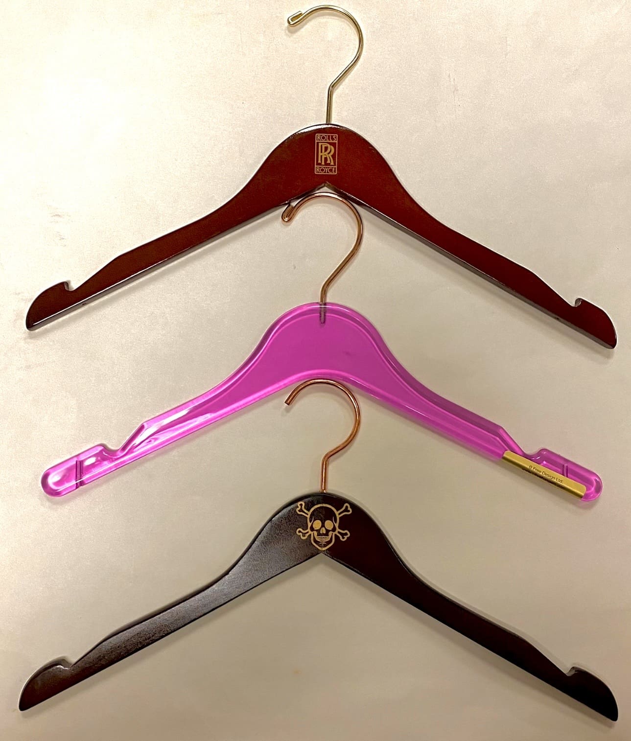Colorful custom clothes hangers