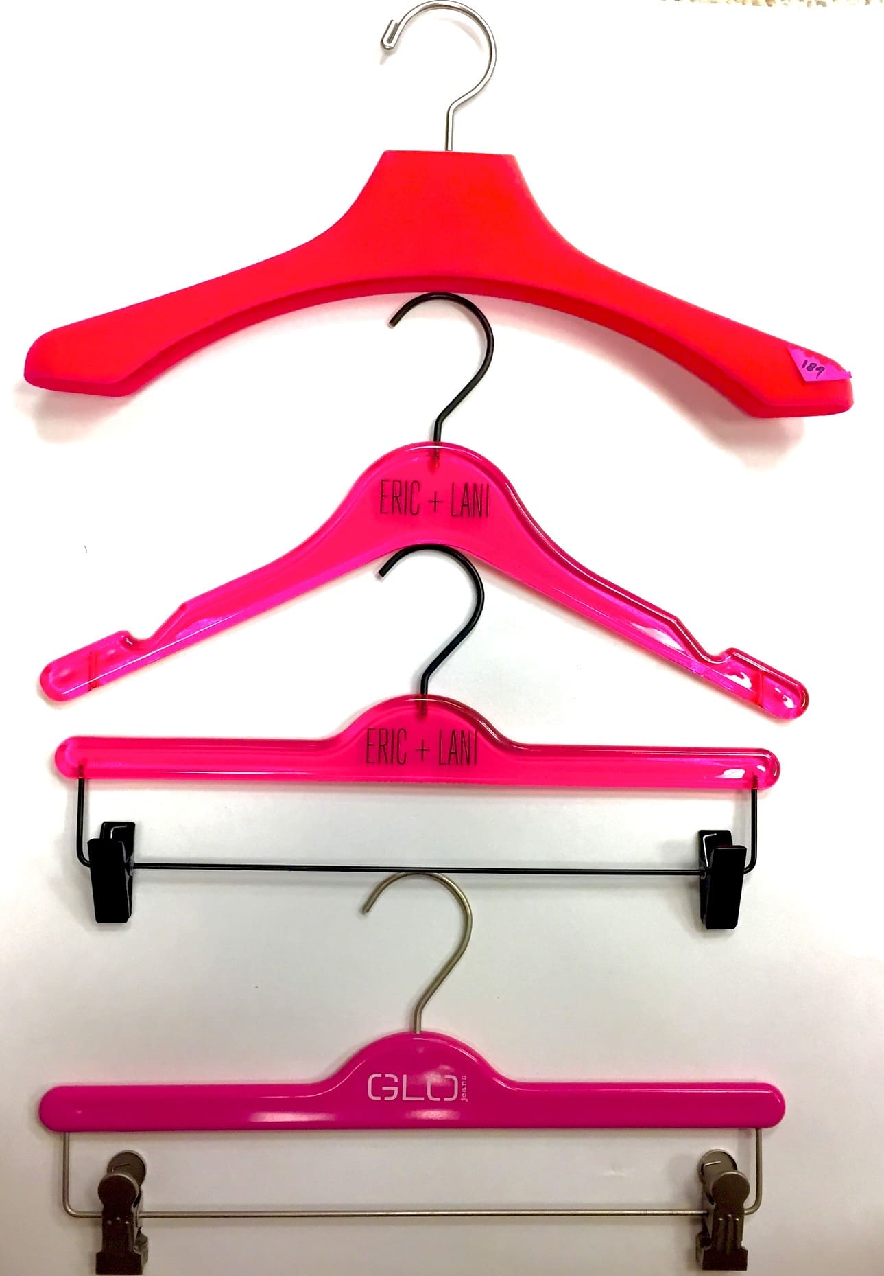 Pink custom clothes hangers